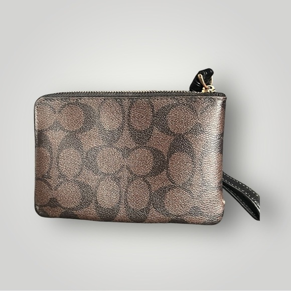 Coach Hallie Shoulder Bag In Signature Canvas Brown / Black F80298 & Wallet - Picture 12 of 16